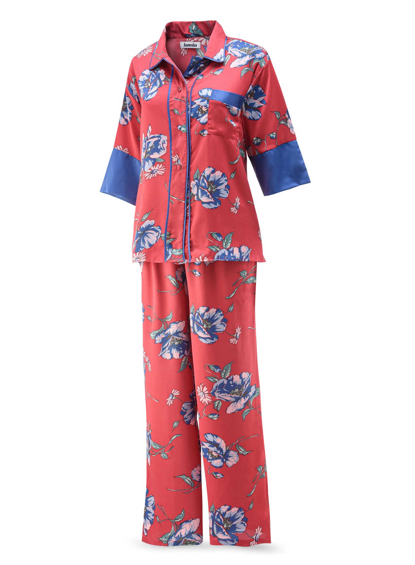 Satin Long Pajama Set-JL002